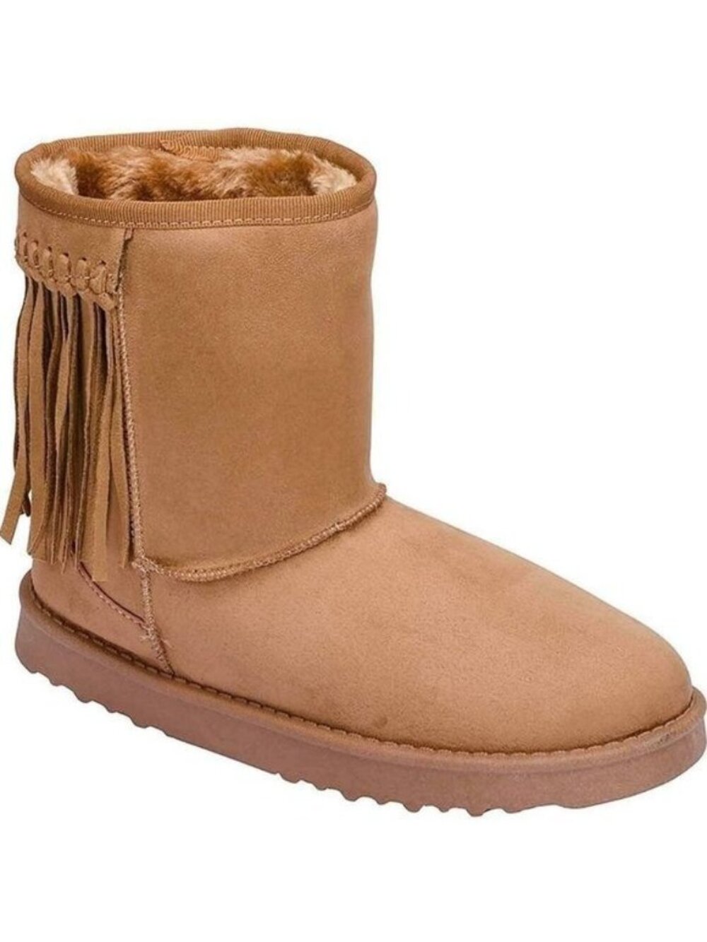 NEW Via Pinky Fringe Furry Vegan Shearling Suede Womens 6 Booties Winter Outdoor